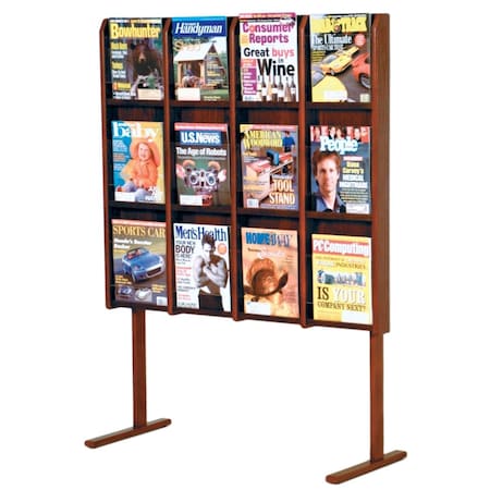 Wooden Mallet Divulge 12 Magazine Floor Display Mahogany MM12-FSMH